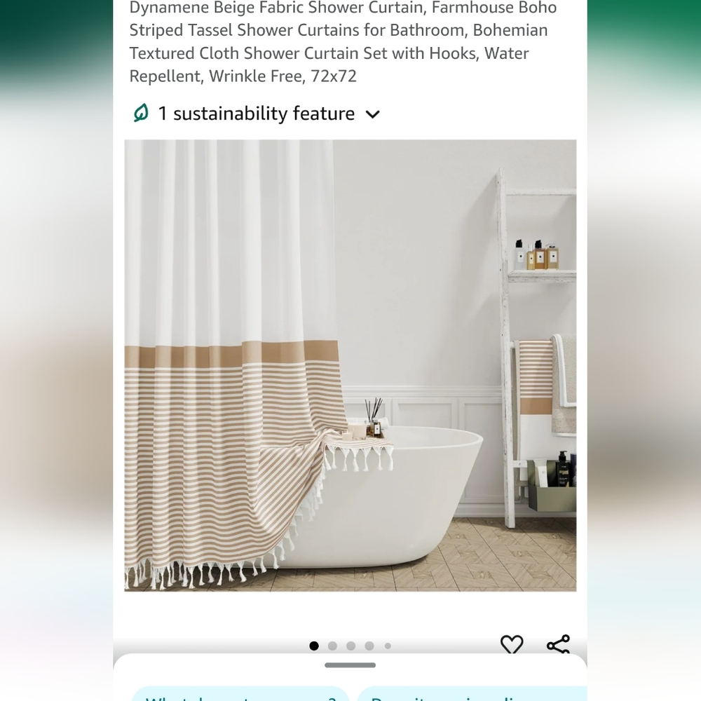 Fabric shower curtin BoHo Striped Tassel shower curtin 72×72 new with hooks